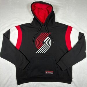 NBA Ultra Game Portland Trail Blazers Hoodie XL Black Red Colorblock Pullover